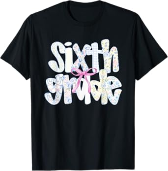 Women Sixth Grade Teacher Coquette Bow First Day Of School T-Shirt