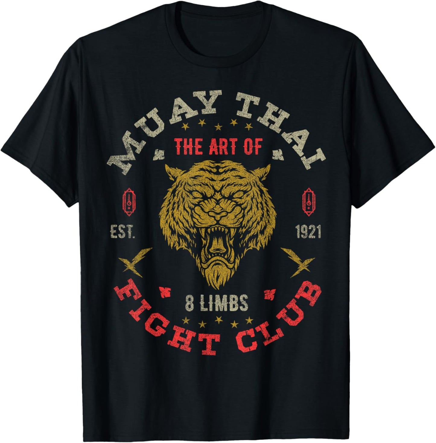 Muay Thai Fighter Vintage Tee Twin Tiger Art of 8 Limbs T-Shirt