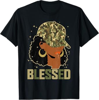 Blessed Black Woman Praying African Christian Camouflage T-Shirt