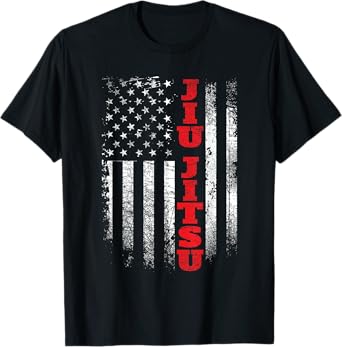 Jiu Jitsu - USA American Flag Martial Arts Ground Fighting T-Shirt