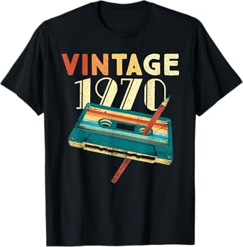 55 Years Old Gifts Vintage 1970 Music Cassette 55th Birthday T-Shirt