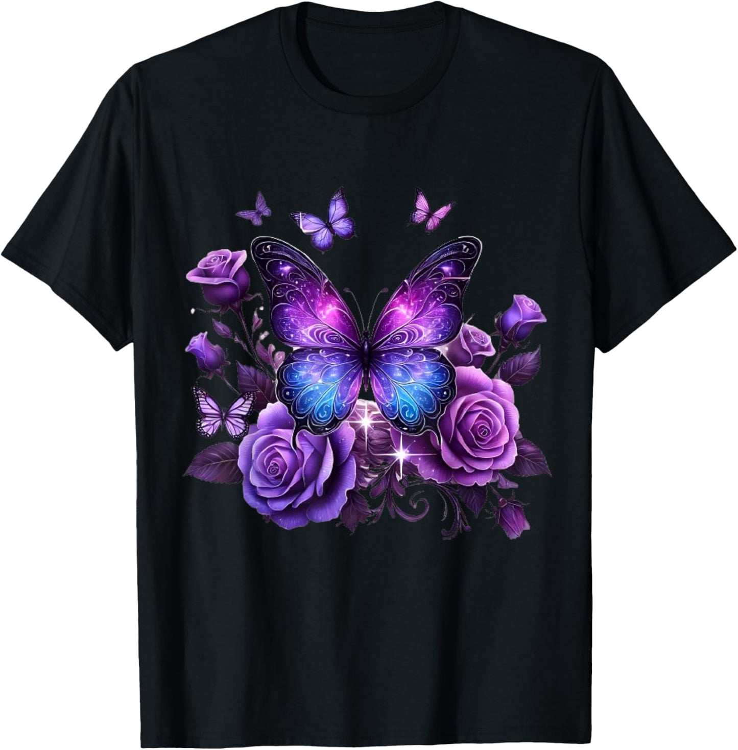 Beautiful Butterfly Purple Rose Butterfly Lovers Gifts Women T-Shirt