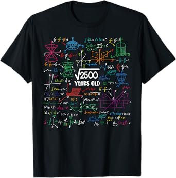 Square Root of 2500 - 50 Year Old Math Lovers 50th Birthday T-Shirt