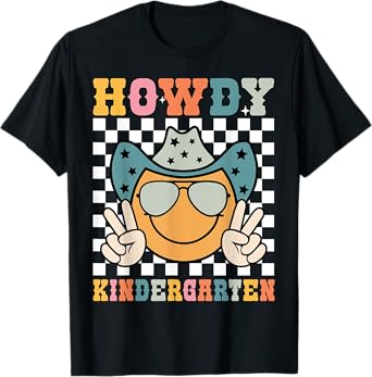 Howdy Kindergarten Teacher Kids Western Back To School Retro T-Shirt