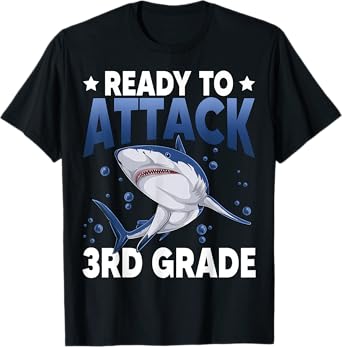 Ready To Attack 3rd Grade Shark Third Grade Teacher Student Men Women Girls Kids T-Shirt