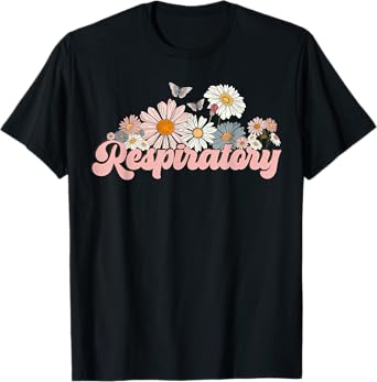 Retro Flower Butterfly Respiratory Therapy RT Therapist T-Shirt