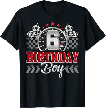 6 Six Year Old Race Car 6th Birthday Boy 6yr Racing Pit Crew T-Shirt