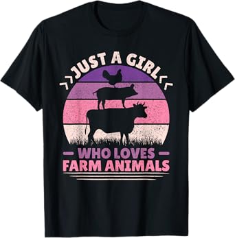 Just A Girl Who Loves Farm Animals Lover Women Farmer Girl T-Shirt