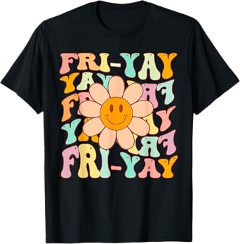 Funny Teacher Happy Friyay TGIF Friday Flower Back To School T-Shirt for Men Women Girls Kids