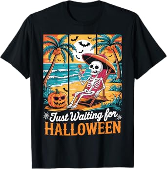 Just Waiting For Halloween Shirt Spooky Ghost Men Women Kids T-Shirt