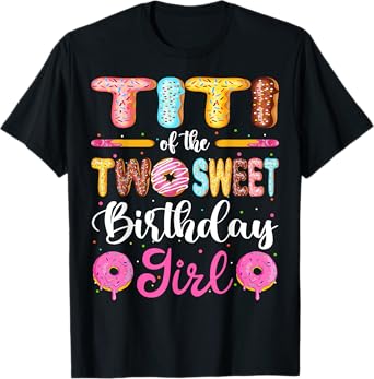 Titi Of The Two Sweet Birthday Girl Donut 2nd Birthday T-Shirt