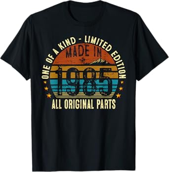 40th Birthday Gifts Men Women Vintage 1985 Original Parts T-Shirt