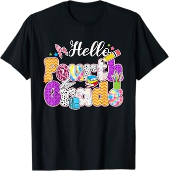 Hello Fourth Grade Back To School Boys Girls Team 4th Grade T-Shirt