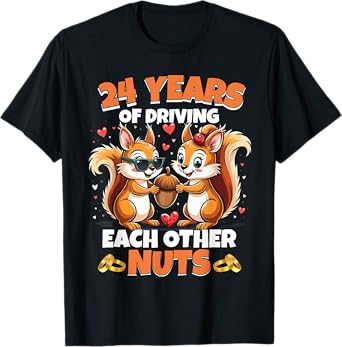 24th Wedding Anniversary 24 Years Of Driving Each Other Nuts T-Shirt