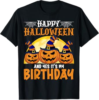 Happy Halloween It's My Birthday Ghost Pumpkin Witch Hat T-Shirt