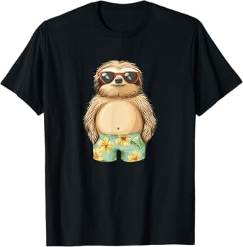 Sloth in Swimsuit Costume for Shorts and Sloths Lovers T-Shirt