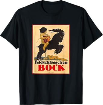 Vintage Retro German Beer Poster Feldschlösschen Black Goat T-Shirt