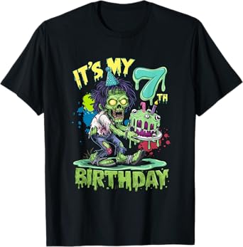 Its My 7th Birthday Horror Zombie Lover 7 Year Old T-Shirt