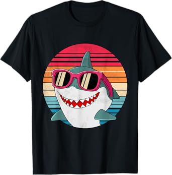 Retro Shark Art Women Men Sunglasses 70s 80s 90s Funny Shark T-Shirt