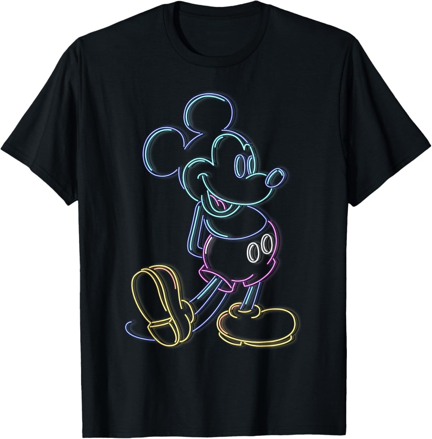 Disney Mickey And Friends Mickey Mouse Neon Line Portrait T-Shirt