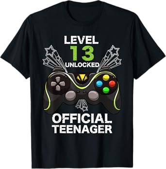 Funny Level 13 Unlocked Official Teenager Cool Birthday Gift T-Shirt