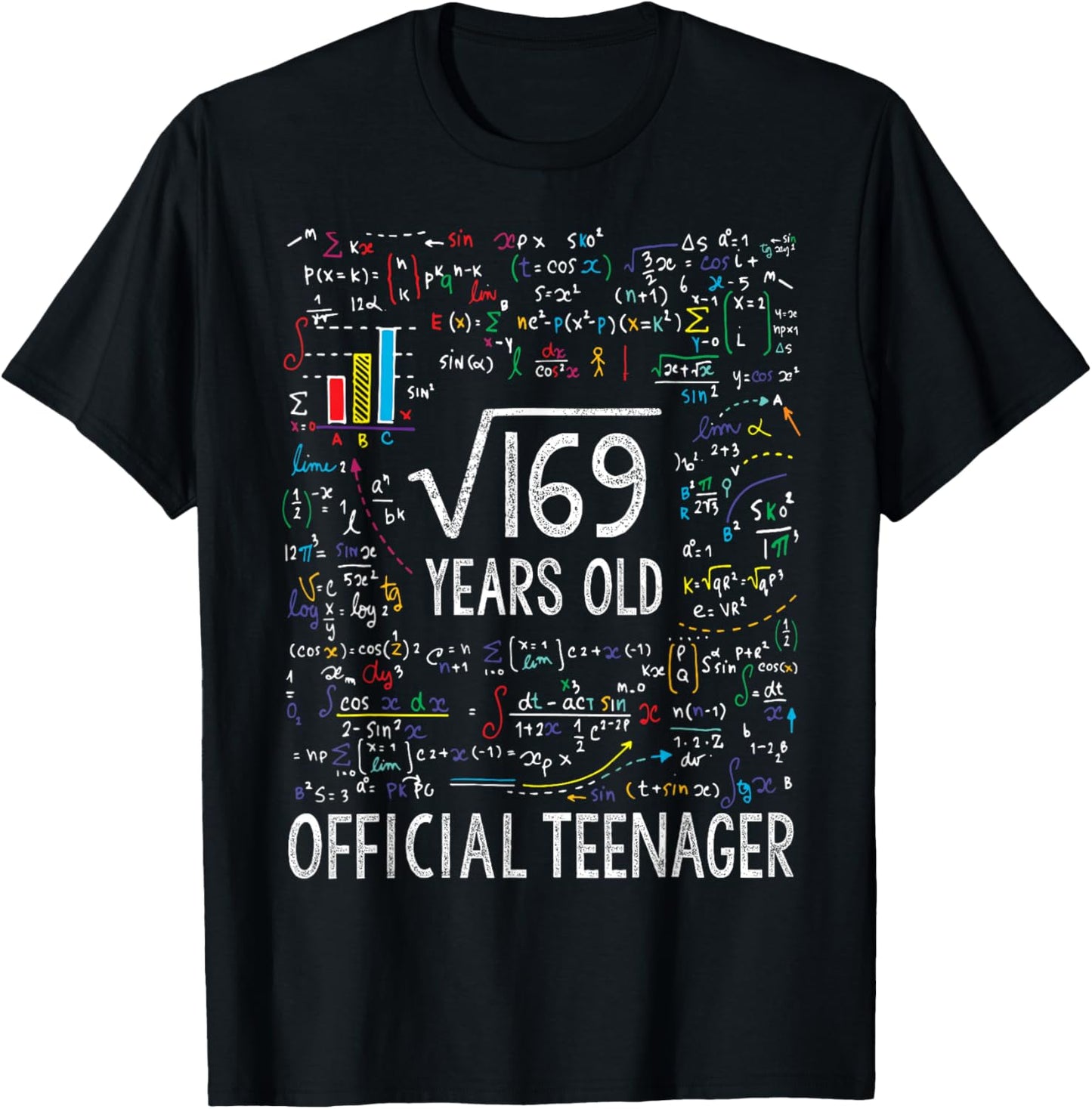Square Root Of 169 13 Years Old Official Teenager Birthday T-Shirt