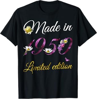 Made in 1950 - 75 Year Old Floral 1950 75th Birthday Gift T-Shirt