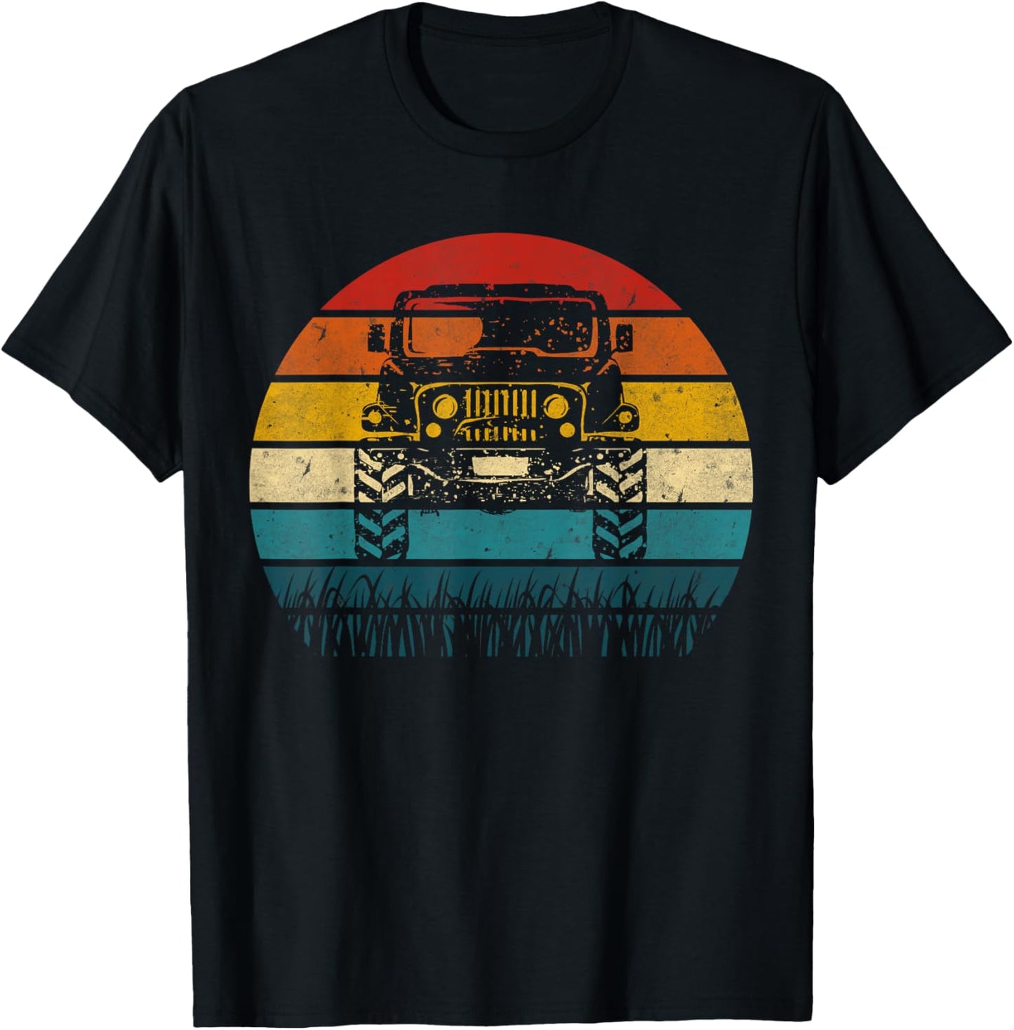 Vintage Sunset 4x4 Car Off Road Wave Big Cars Driving B-Day T-Shirt