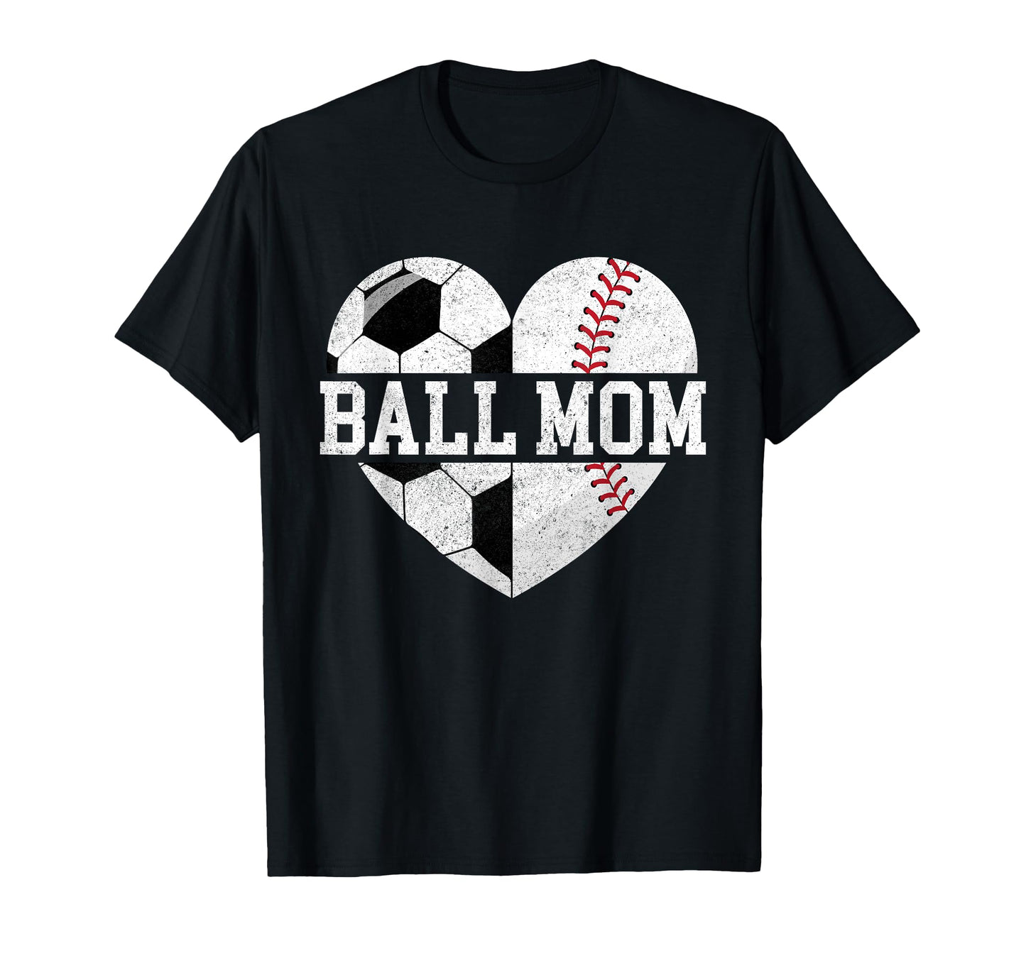Ball Mom Shirt Heart Funny Baseball Soccer Mom T-Shirt