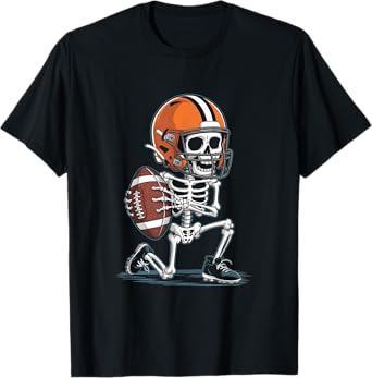 Skeleton Football Halloween Costume Funny Men Boys Kids Tee T-Shirt