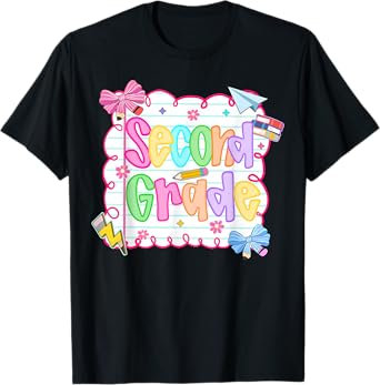 HUGvyn Back to School: Cute Second Grade Preppy Teacher Girl T-Shirt