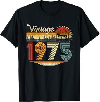 50 Years Old Gifts Vintage 1975 Cassette Tape 50th Birthday T-Shirt