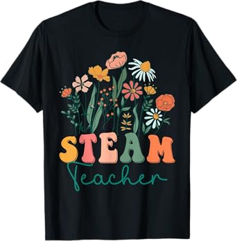Groovy Wildflower Steam Teacher Tees T-Shirt for Men Women