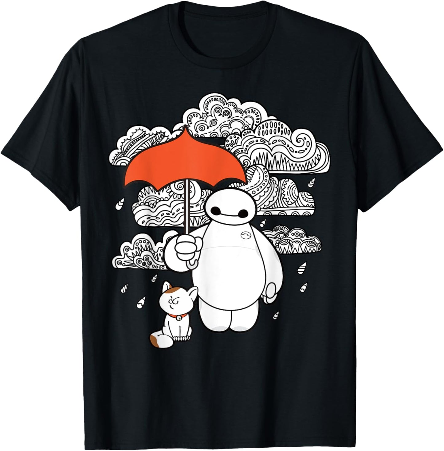 Disney Big Hero 6 Baymax Patterned Rain Clouds Portrait T-Shirt