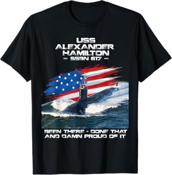 USS Alexander Hamilton SSBN-617 American Flag Submarine T-Shirt