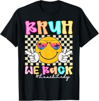 HUGvyn Back To School: Bruh We Back Lunch Lady Teachers Kids T-Shirt
