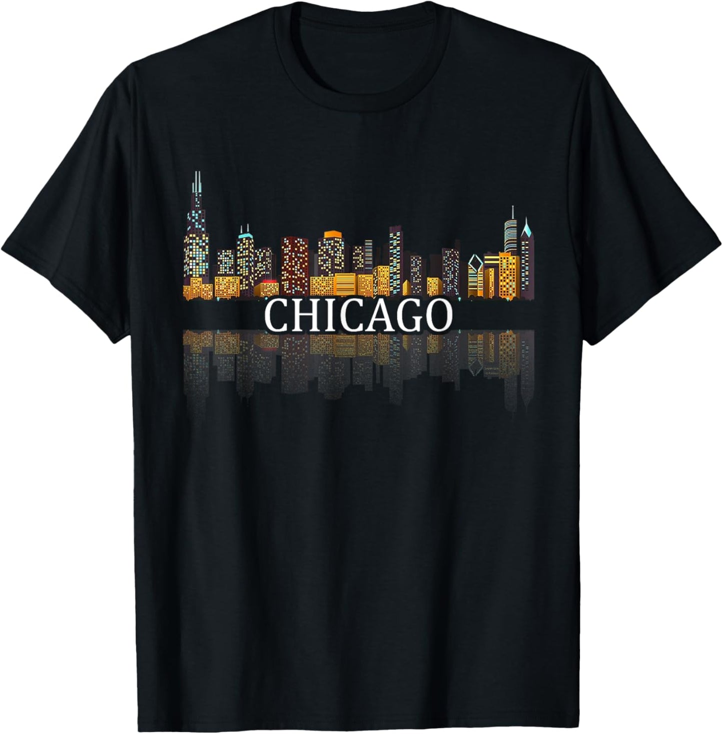 Chicago T Shirt Chicago City Skyline Lights At Night Gifts T-Shirt