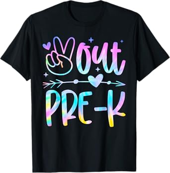 Tie Dye Peace Out Pre-K Happy Last Day Of School Preschool T-Shirt