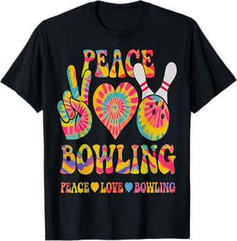 Peace Love Bowling Shirt Tie Dye Bowler Men Women Kids T-Shirt