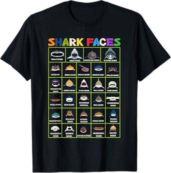 Types Of Shark Faces. Shark Face Identification Great Sea T-Shirt