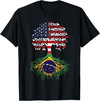 Brazilian Roots American Grown Tree Flag T-Shirt