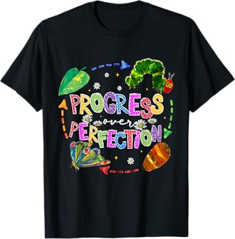 Progress Over Perfection Caterpillar Teacher Back To School T-Shirt