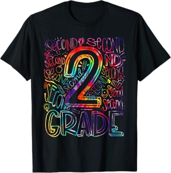 Tie Dye 2nd Grade Typography Team Second Grade Teacher Kids T-Shirt