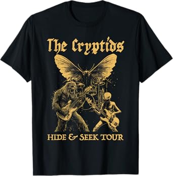 The Cryptids Bigfoot Alien Mothman Grunge Heavy Metal Rock T-Shirt