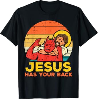 Jesus Has Your Back Jiu Jitsu Retro Christian Men Women Kids T-Shirt