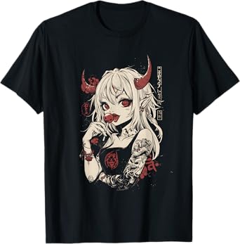 Goth Grunge Girl Waifu Demon Anime Horror Alt Aesthetic T-Shirt
