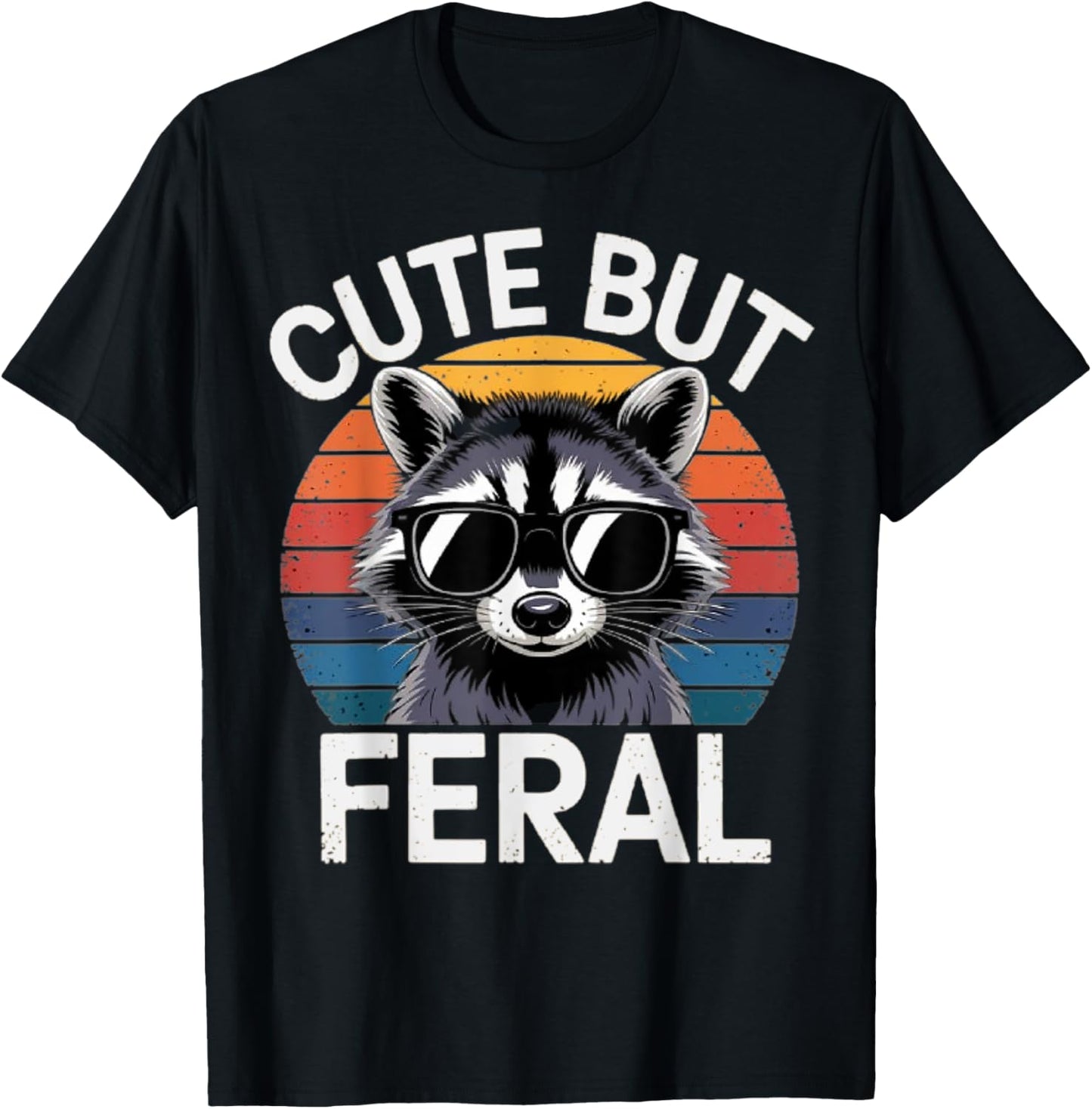 Kids Unisex Raccoon Shirt Tee Cute But Feral Raccoon Funny Toddler Boy T-Shirt Black Small