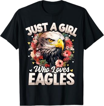 Just A Girl Who Loves Eagle Floral Women Girls T-Shirt