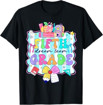 First Day Of Fifth Grade Back To School Cute Bow Kids Girls T-Shirt