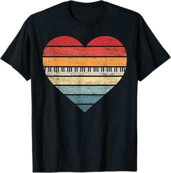 Pianist Gifts Retro Sunset Piano Keyboard Player Teacher T-Shirt